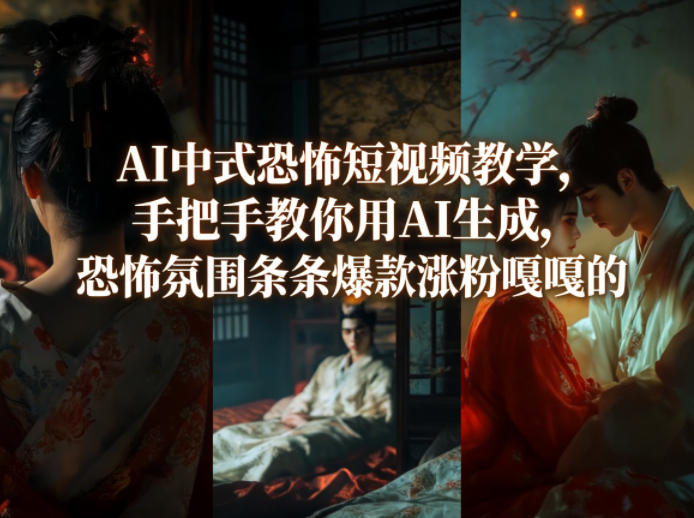 AI中式恐怖短视频教学，手把手教你用AI生成，恐怖氛围条条爆款涨粉嘎嘎的