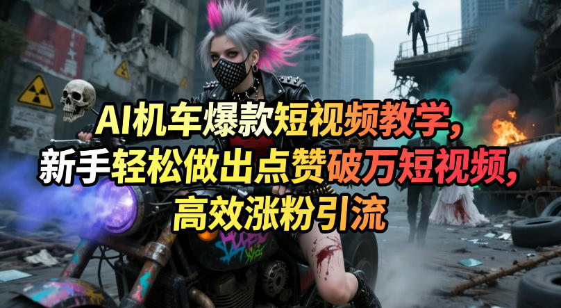 AI机车爆款短视频教学，新手轻松做出点赞破万短视频，高效涨粉引流