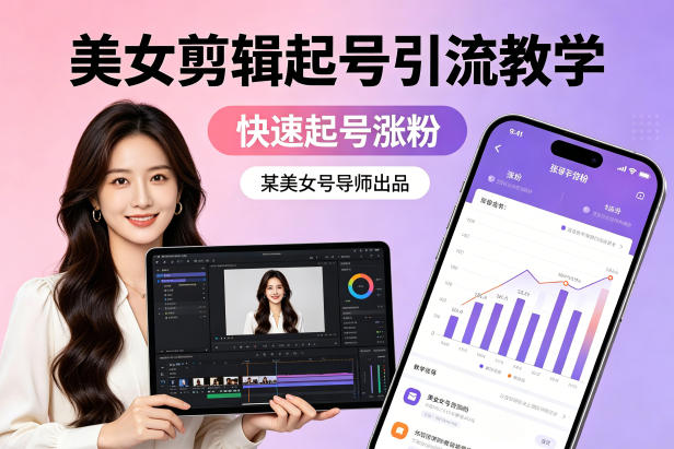某美女号导师出品：美女剪辑起号引流教学，快速起号涨粉