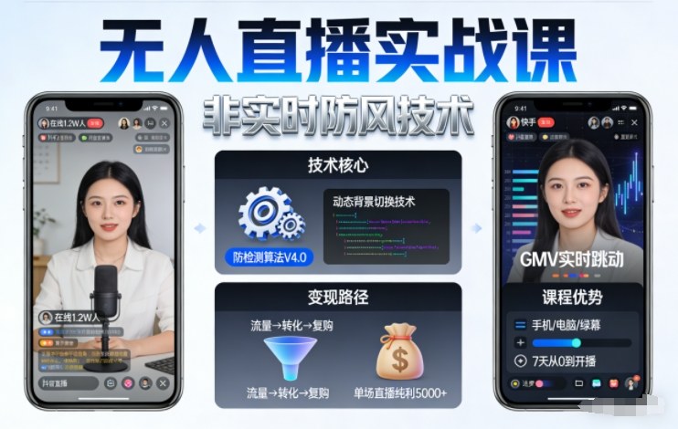 宝子哥无人直播实战课，非实时防风技术，聚焦抖音快手等平台直播带货，轻松开启直播变现之路（更新2026年08月21日）